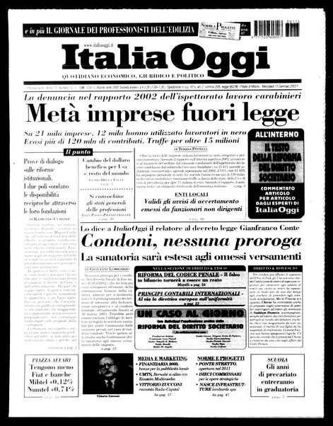 Italia oggi : quotidiano di economia finanza e politica